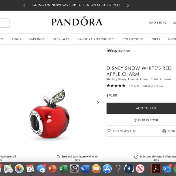 PANDORA Disney Snow White Murano, Apple & Owl Set - Picture 7 of 8